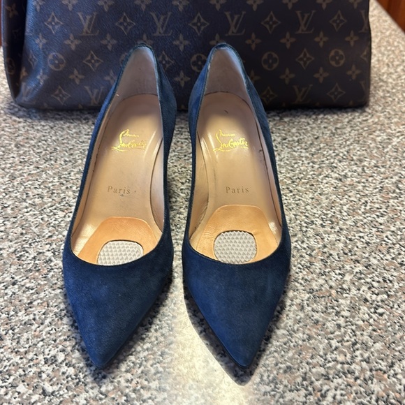 Christian Louboutin Blue Suede Wedge Heels EU 39 - Picture 3 of 14